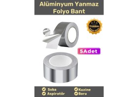 Resim Carlburn Özel Suya Sıcaklığa Dayanıklı Tamir Soba Boru Yama Alüminyum Yanmaz Folyo Bant 44MM 10MT - 5 Adet 