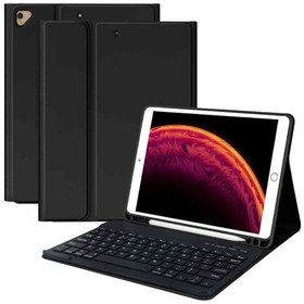 Resim Apple Uyumlu iPad 10.2 7/8/9 Nesil A2197, A2270, A2602 Klavyeli Tablet Kılıfı Klavye + Stand 