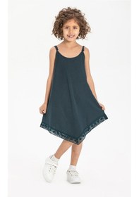 Resim Çağla Şile Bezi Kız Çocuk Elbise Petrol Ptrl 