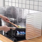 Resim 1 adet Yüksek Sıcaklık Dayanıklı Alüminyum Mutfak Yağı Sıçrama Kapakları - Gaz Ocakları ve Mutfak Havalandırmaları için Isı Yalıtımı Bafli, Pişirme ve Kızartma için Galvanize Levha Koruyucu, Yanıkları ve Kirlenmeleri Önler, Ocak Üstü Koruyucu, Şık Metalik Bitiş, Dayanıklı Mutfak Eşyası 