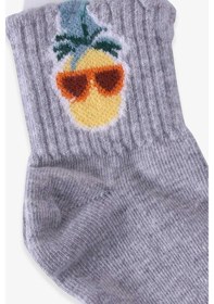 Resim Breeze Kız Çocuk Soket Çorap Ananas Desenli Gri (3-4-9-10 Yaş) 