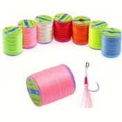 Resim 150D Floresan Lüminesans Bağlama İpliği - Deniz Balıkçılığı DIY Yavaş Jigging saç tokası Yardımcı İplik, Fly Balıkçılığı için Canlı Çok Renkli Tackle Aksesuarları, Balıkçılık Aksesuarları, Yüksek Görünürlük Malzemesi 