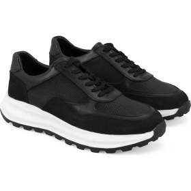 Resim Desa Esteban Siyah Erkek Deri Spor Ayakkabı 