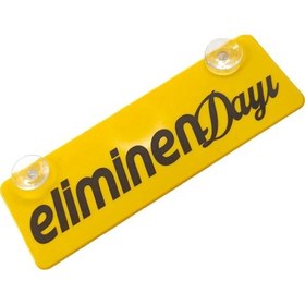 Resim Eliminen Dayı Yazılı Sarı Dekor Plaka Vantuzlu Cam Süsü 