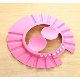 Resim Bebek Banyo Şapkası Düğmeli Kulaklıklı Pembe 