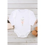 Resim Kio Tasarım Pembe Kurdeleli Sevimli Ayıcık Baskılı Bebek Body Zıbın Uzun Kollu Çıt Çıtlı Badi Pamuklu Hediye Kız Erkek Unisex Yeni Doğan Hastane Çıkışı Doğum Hediyesi 