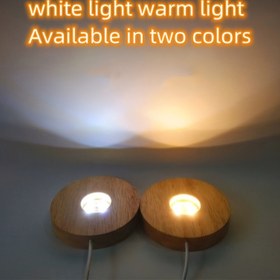 Resim Kristal Cam Tabanlı Çift Renkli LED Ahşap Gece Lambası - USB ile Çalışan Döner Ekran Standı, Sıcak Beyaz ve Soğuk Beyaz Işık Seçenekleri, Ev Dekoru için Mükemmel, Noel ve Yılbaşı İçin Işıklar 