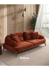 Resim Vino Sırt Mekanizmalı 3 Adet Üçlü Kanepe & 3'lü Koltuk 3+3+3 - Bordo Bordo 