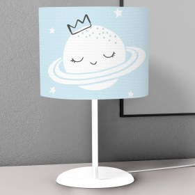 Resim instababyrooms Uyuyan Gezegen Desenli Çocuk Odası Dijital Baskılı Çocuk Odası Masaüstü Abajur Avize 