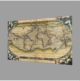 Resim Camdan Tablo (1341) Eski Dünya Haritası 4mm Dayanıklı Cam Tablo Temperli Cam, World Map Görsel 130 x 85 