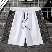 Resim Erkekler için Günlük Patchwork Şortlar - Trendy Kısa Plaj ve Spor Giyim, Orta Boy İpli Bel, Polyester, Makinede Yıkanabilir, Ayarlanabilir Konfor Şortları|Trendy Kısa Şortlar|İpli Şortlar 