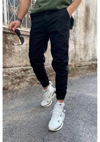 Resim Vikings Jeans Paça Lastikli Likralı Rahat Kalıp Jogger Pantolon Siyah 