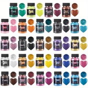 Resim CorinaSelf 50ml Doğal Mika Mineral İnci Parıltılı Glitter & Epoksi Reçine Pigment Tozu - DIY El Sanatları, Tırnak Sanatı, Takı Yapımı için Parlak Renkler - Kalp Şeklinde Kaplarda Canlı Tonlar, Dekoratif Kap, Kolay Dağıtım Kabı 