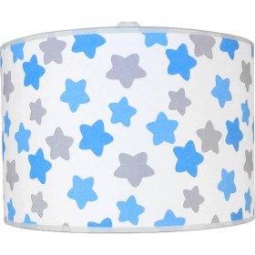 Resim Şenay Aydınlatma Çocuk Odası Silindir Kumaş Avize Sarkıt-Mavi Gri Yıldız 