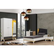 Resim Giallo Genç Odası, Dolap Karyola Şifonyer Komodin (504459674) Beyaz 