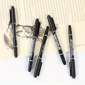 Resim 5'li Çift Uçlu Siyah Marker Seti, Su Geçirmez & Solmaya Karşı Dirençli, Çizim ve Yazı için Hızlı Kuruyan - İdeal Okul Sanat Malzemeleri 