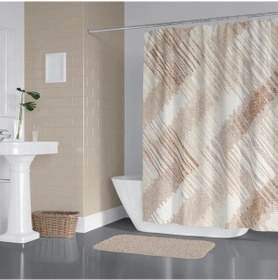 Resim Banyo Perdesi 1x120x200 Tek Kanat Duş Perdesi Halka Hediyeli 4250 Çok Renkli 