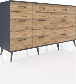 Resim Kronos Konsol 9 Çekmeceli 176x59x99 Antrasit-antrasit/çam Antrasıt/atlas Çam - Antrasıt 