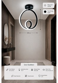 Resim Ovira Led Plafonyer Avize Beyaz Işık Siyah 