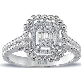 Resim Lova 0,21 Karat Baget Pırlanta Perçin Yüzük - 1010352 
