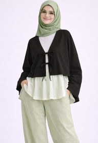Resim CNG MODA Önü Bağlamalı 2 Bağcıklı Modern Tesettür Kimono Gömlek 