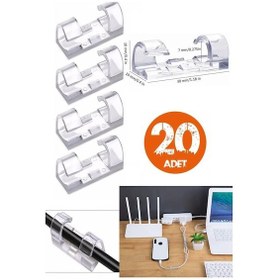 Resim 20li Şeffaf Kablo Sabitleyici Düzenleyici Klips Kablo Tutucu 
