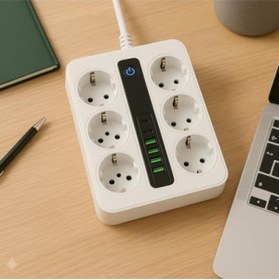 Resim markentegra Akıllı Çoklu Priz, 6 Priz + 4 USB Çıkışı 