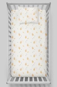 Resim Organik Bebek Boy Lastikli Çarşaf Seti - Limon Çiçeği 70 x 110 