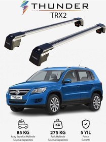 Resim Volkswagen Tıguan 2007-2016 Trx2 Thunder Carrier Kilitli Ara Atkı Taşıyıcı Tavan Barı Siyah 