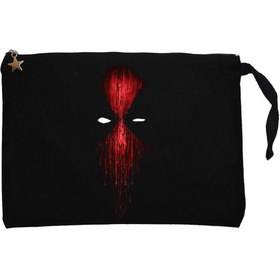 Resim Deadpool Mask Siyah Clutch Astarlı Cüzdan / El Çantası - Siyah 
