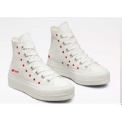 Resim Kalp Baskılı Sneaker Spor Ayakkabı Kadın Kız Erkek Beyaz 