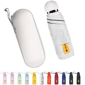 Resim Maiyame Kompakt Çift Kullanimlı Güneş Şemsiyesi - 8 Izcikli Mini Kapsül Çantaya Sığdırılabilir - Uv Koruma 50+ - Açık Bej Çok Renkli 