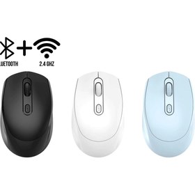 Resim Platoon PL-1865 Usb Mavi/Siyah/Beyaz 3 Renk Bluetooth ve 2.4GHz Şarjlı Sessiz Kablosuz Mouse 
