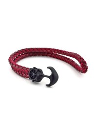 Resim Siyah Metal Çapali Bordo Erkek Bileklik Bt256 Kırmızı 