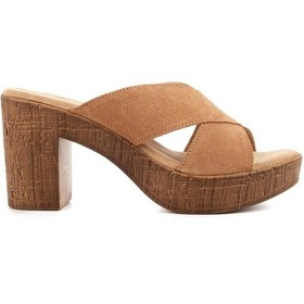 Resim Hush Puppies Bala 624239 Hakiki Deri Kadın Terlik Sand Kum 