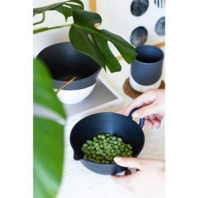 Resim Beige & Stone Seramik Siyah Çırpma Karıştırma Kabı 850 ml 