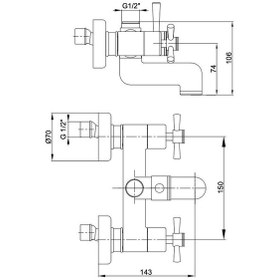 Resim Eca Quadrille Banyo Duş Bataryası Altın Gold 102802230 Altın 
