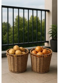 Resim 2 Li Doğal Hasır Patates Soğanlık Nefes Alabilen Saklama Kutusu Diğer 