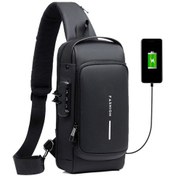 Resim Mufunye Erkek Askılı Çanta Sırt Çantası Kilitli Su Geçirmez Hırsızlığa Karşı Göğüs Çantası Usb Şarj Portlu Omuz Çantası Çapraz Askılı Sırt Çantası E Siyah 