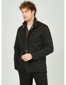 Resim Daynax Erkek Dik Yaka Fermuar Ve Çıtçıt Kapamalı Kapitone Kaban 1000 Siyah Siyah 