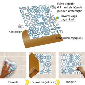 Resim Kendinden Yapışkanlı Mavi Kabuki Desenli Pvc Karo 30X30 cm (33 Adet) 3m2 