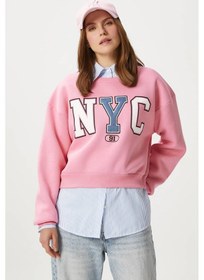 Resim Kadın Cool Pembe Şardonlu Sweatshirt Pembe 