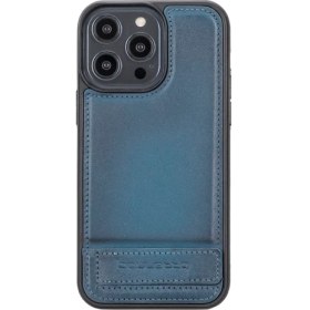 Resim bouletta Iphone 14 Pro Max c Deri Standlı Arka Kapak Brn4ef Mavi 