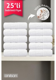 Resim 25'li Greek El Havlusu - 50x90 Cm, 225gr, %100 Pamuk, Spa Ve Otel Havlusu, Günlük Kullanıma Uygun Beyaz 