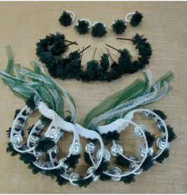 Resim memisshop Kına Seti Nedime Tacı Nedime Bilekliği Ve Nedime Tefi Zümrüt Yeşil 