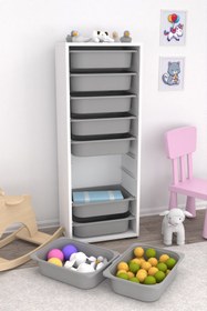 Resim Zola 9 Sepetli Mutfak Dolabı Oyuncak Dolabı Gri 