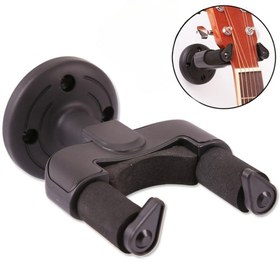 Resim 1 adet Siyah ABS Gitar Duvar Askısı - Güvende ve Alan Tasarrufu Sağlayan Gitarlar, Basslar, Viyolalar için Sağlam Kauçuk Koruma, Kolay Kurulum, Gitar Aksesuarı 