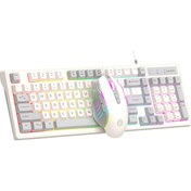 Resim Sarftech KM-800 Grey Reinbow Aydınlatmalı Gaming Oyuncu Klavye Mouse Set 