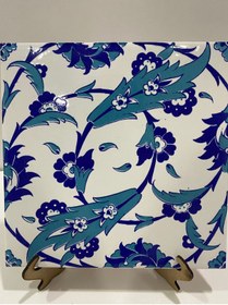 Resim Armada Çini 20x20 Cm Ac 32 Selçuklu Mavi Beyaz Kütahya Çini Karo 