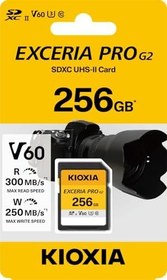 Resim KIOXIA EXCERIA PRO G2 256GB SDXC UHS-II Hafıza Kartı - V60 U3 C10-300MB/s Okuma 250MB/s Yazma - 8K 4K Video Kayıt - İçerik Üretimi 
